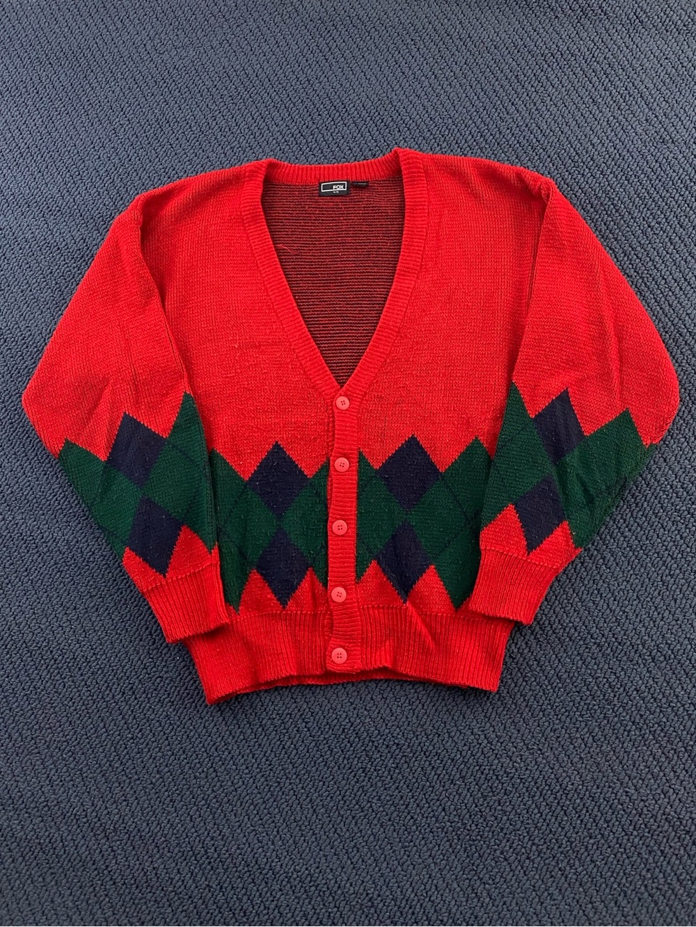 Vintage 90s Red Cardigan Knit Sweater